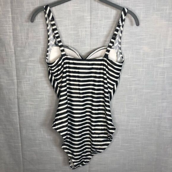 Niptuck Swimsuit Striped One Piece Ruching For Slimming Size 8 - Picture 7 of 13